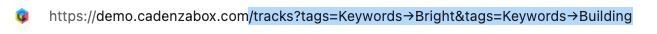 The user has selected the tags ‘Bright’ and ‘Building’, selected and copied the url from /tracks onwards (not the name of the site, post .com)